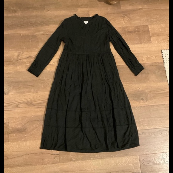 J. Crew Factory black 3/4 sleeve Swiss dot maxi dress, M - Picture 2 of 9